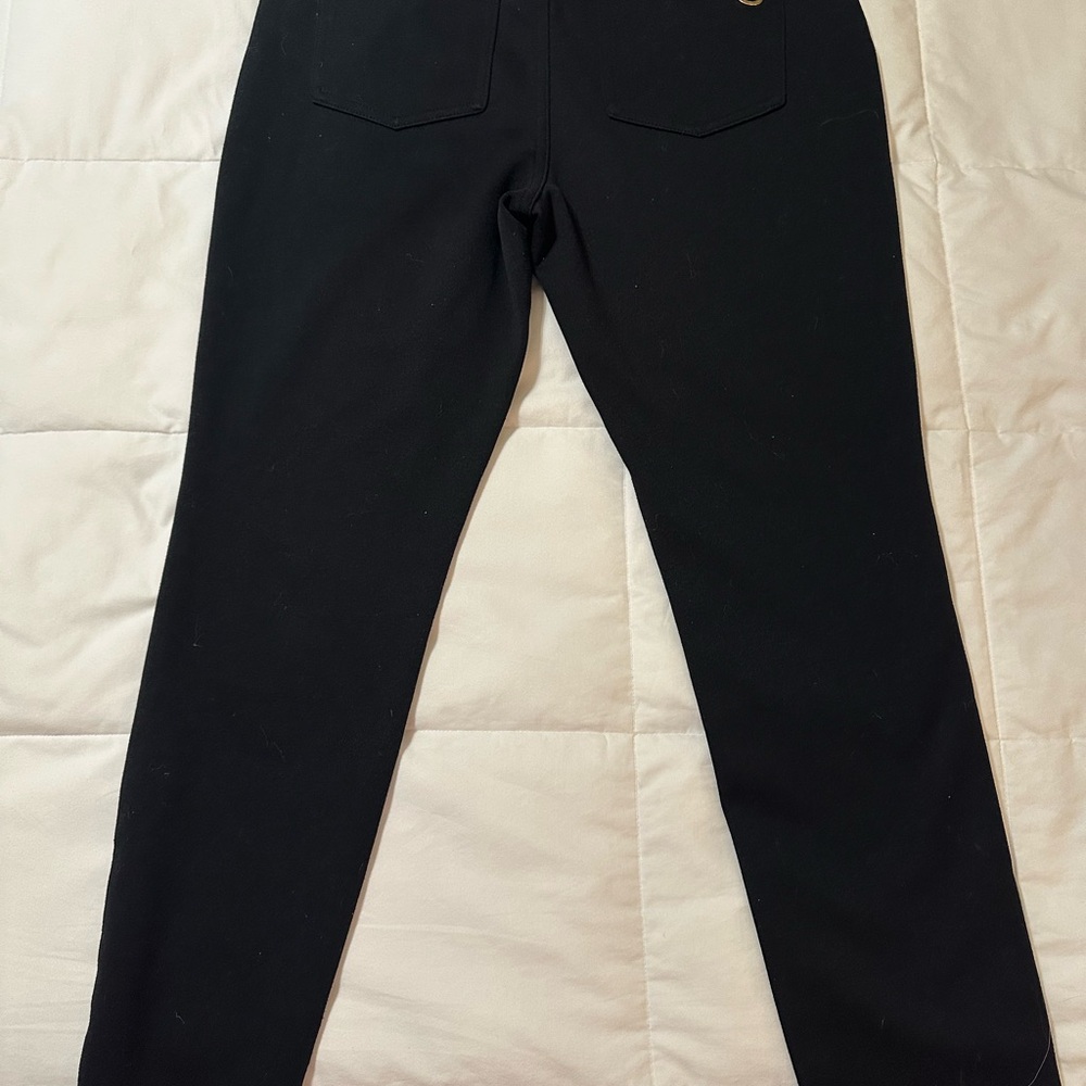 Michael Kors Black Leggings with Gold Logo Button